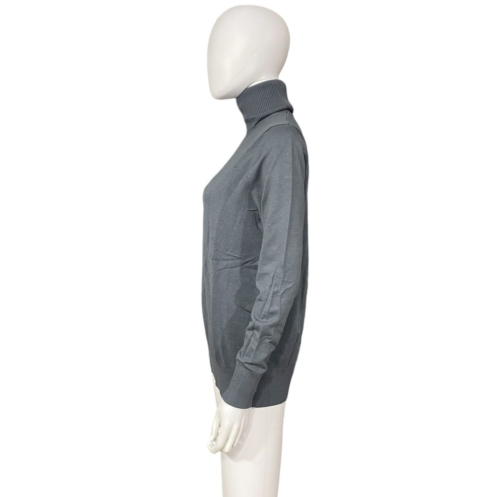 Above Mediocre Taste AMT Blue Turtle Neck Ribbed Sweater - Picture 5 of 9